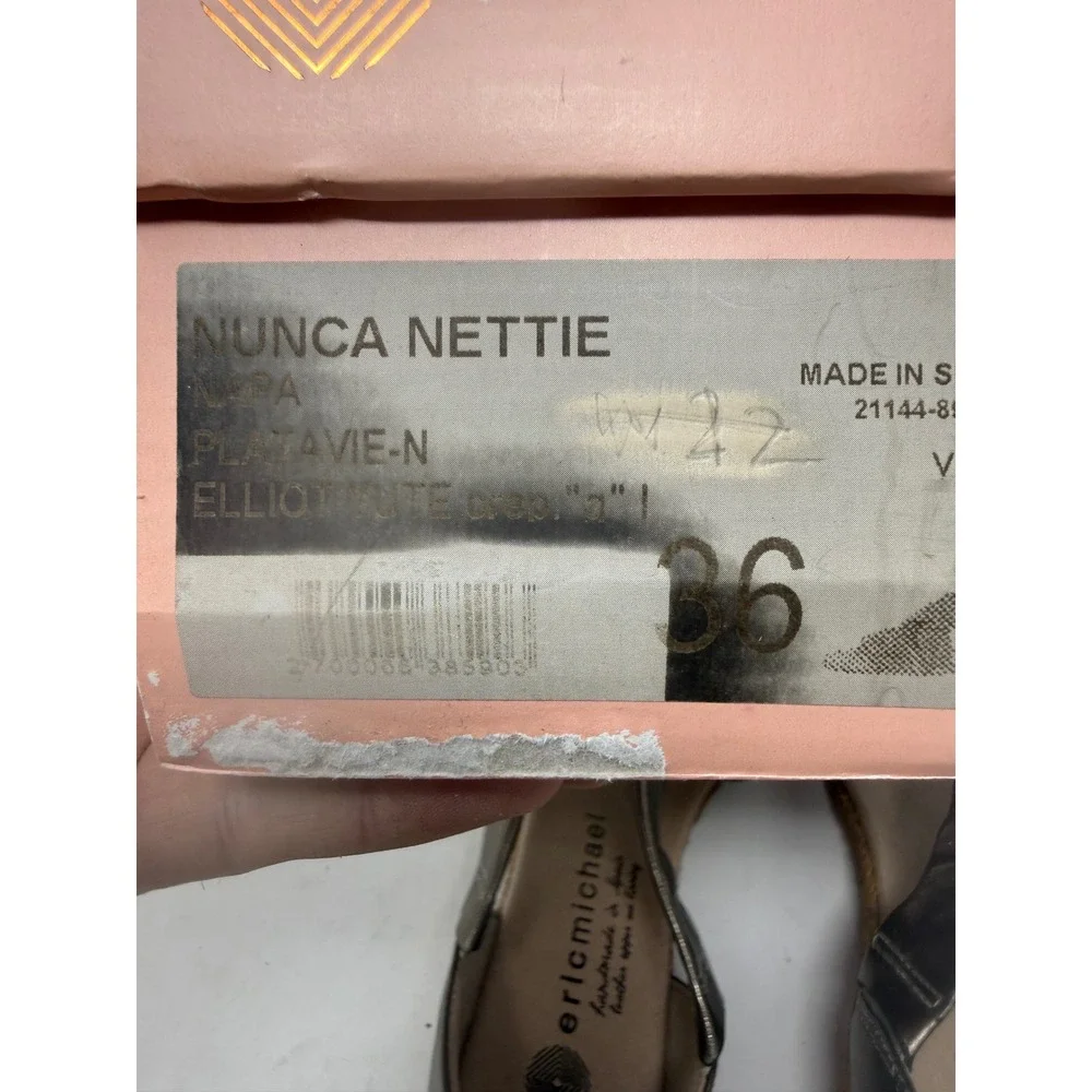 Eric Michael Nunca Nettie Pewter Leather Espadrille Sandals Made in Spain 36